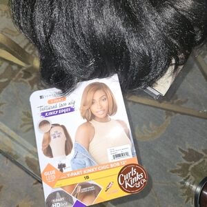 Sensationnel Glueless Lace Wig Y-Part Kinky Chic Bob 12" 1B